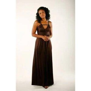 BcbgMaxAzria Chocolate Brown Pleated Maxi Gown